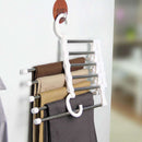 Multi-function Pants Hanger 5 Tier Stainless Steel Pants Rack Trousers Orga