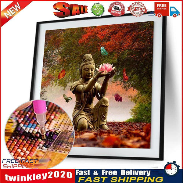 5D Buddha Holding Lotus Diamond Painting Embroidery DIY Cross Stitch Decor Newly