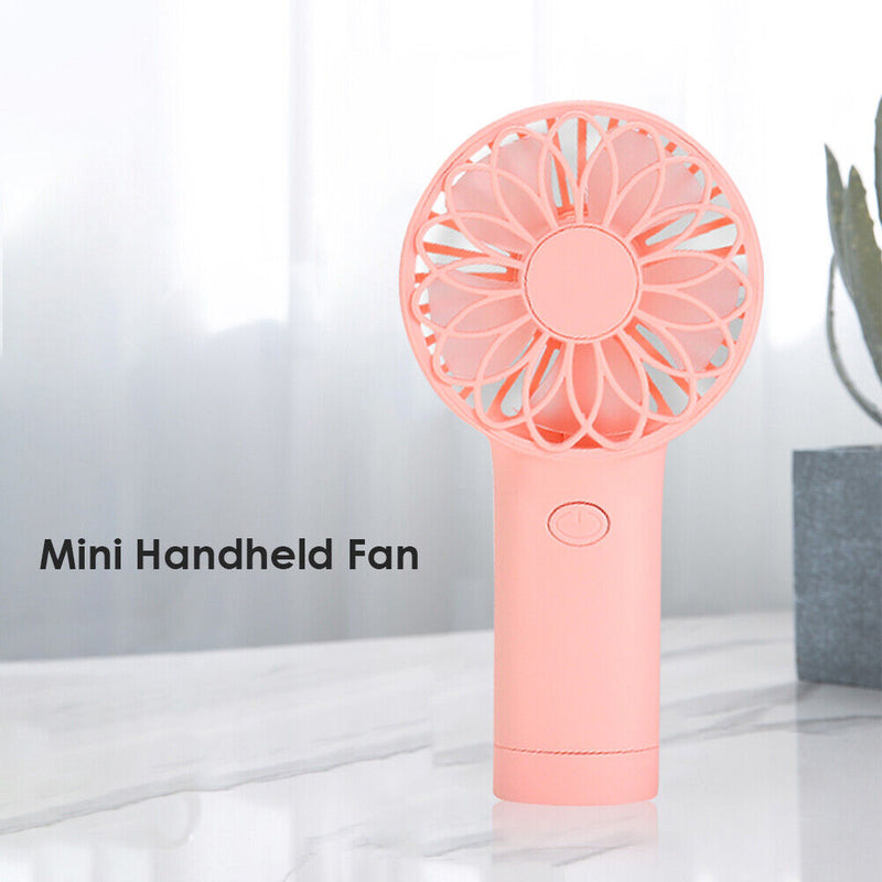 USB Mini Wind Power Handheld Fan Portable Summer Small Cooling Fan (Pink)