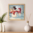 11CT Full Embroidery Christmas Snowman Cotton Print Cross Stitch Home Decoration