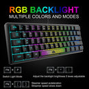 K61 RGB Wired Keyboard 60 Percent 62 Keys Ergonomic Gaming Keyboard (Black)