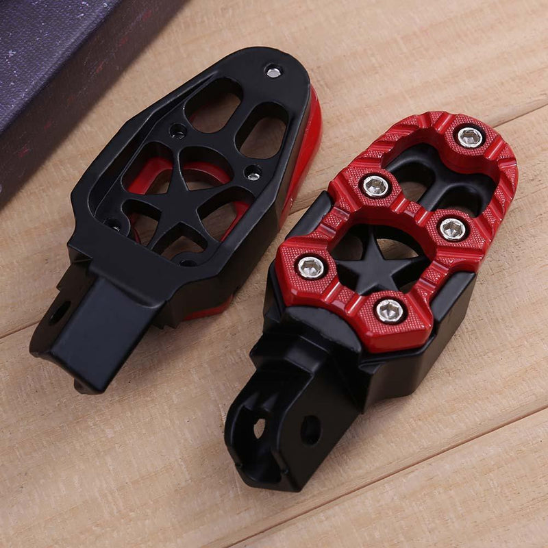 2pcs Universal 8mm Metal Motorcycle Foot Pedals Footrests w/ Spring(Red)