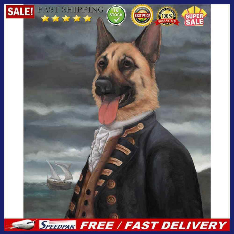 Gentleman Dog Oil Paint By Numbers Kit DIY Acrylic Painting on Canvas Framele