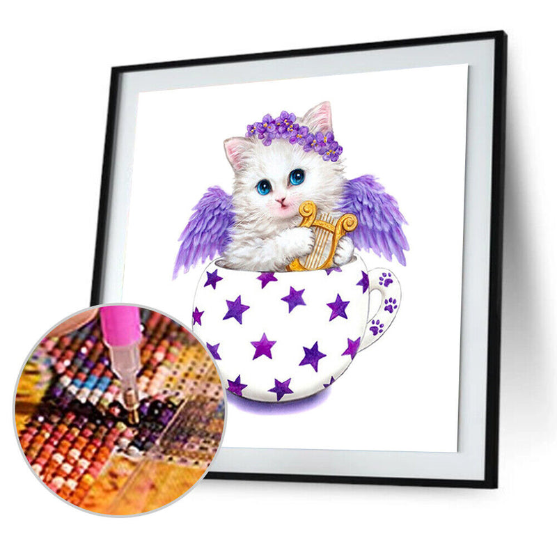 Cat 5D DIY Diamond Painting Embroidery Mosaic Needlework Home Decor(Purple)