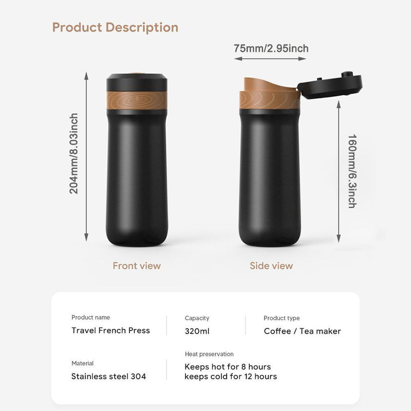 with Filter Self-Lock Espresso Coffee Tea Maker 320ML French Press Coffee Maker