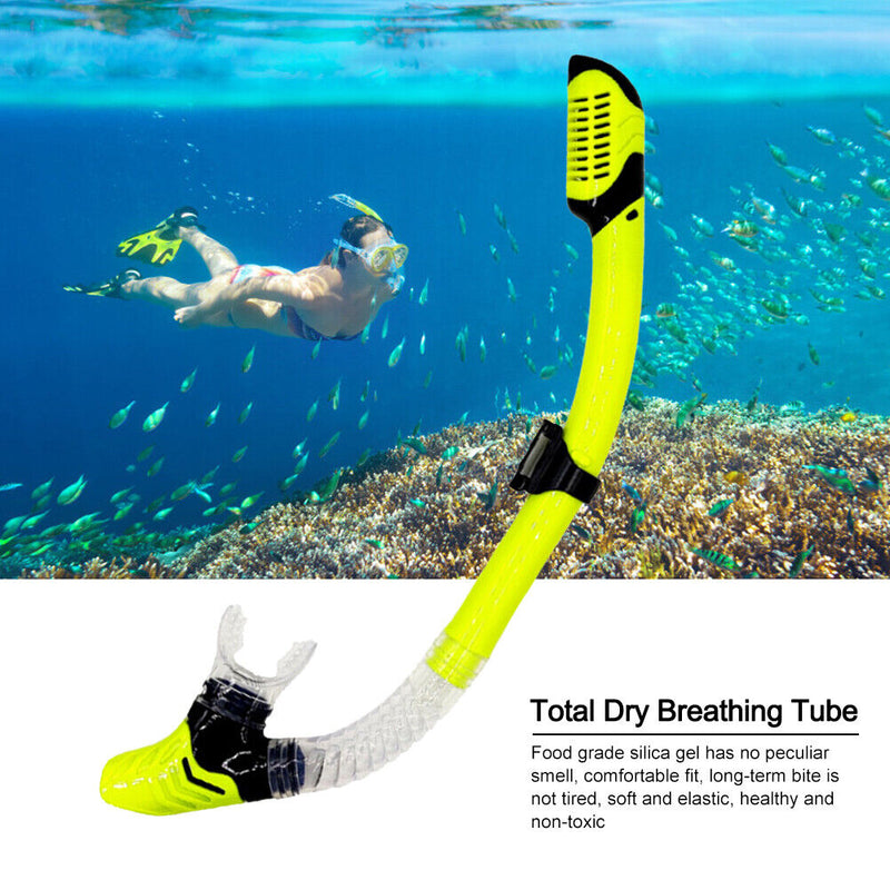 Diving Snorkel Full Dry Underwater Breathing Tube Snorkeling Gear (Yellow) Newly