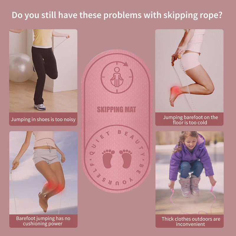 Jump Rope Mat Knees Protection Exercise Pad Mute (Pink 126x59x8cm) Newly