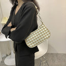 Fashion Women Oxford Cloth Plaid Print Underarm Bag Chain Handbags (Yellow)