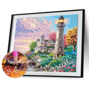 5D DIY Full Round Drill Diamond Painting Beach House Lighthouse Drawing