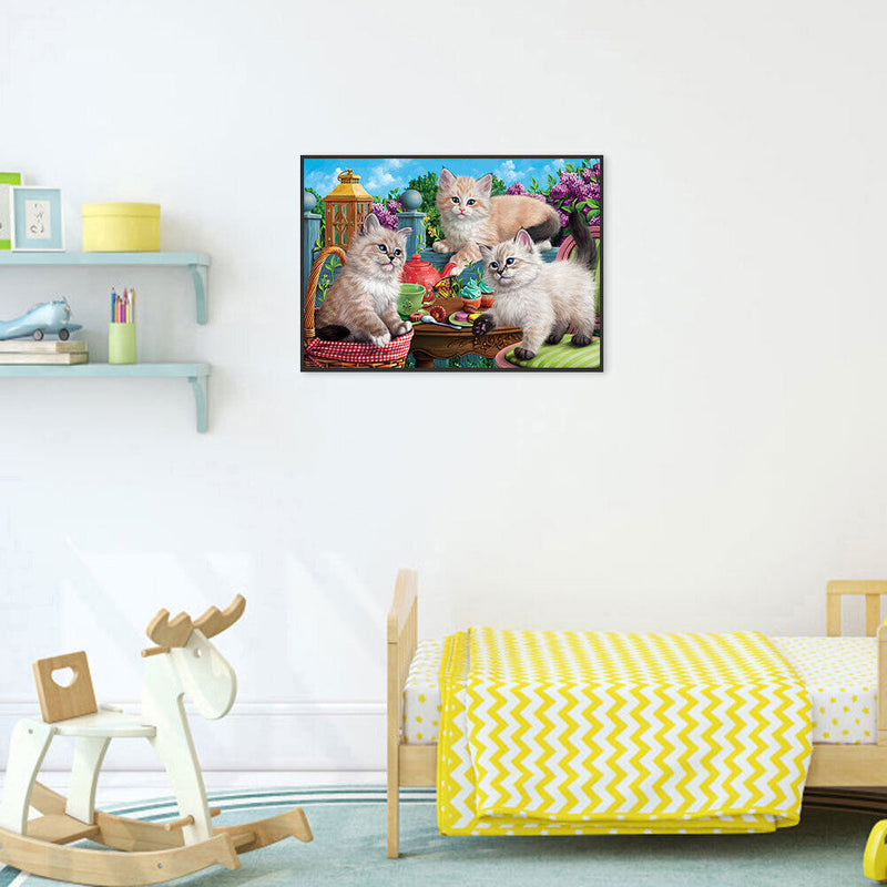 Playing Kitten 5D DIY Diamond Painting Kits Full Square Drill Wall Decor Crafts
