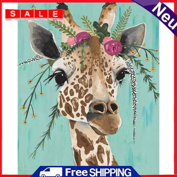 Flower Giraffe Oil Paint By Numbers Kits DIY Handpainted on Canvas Wall Art Gift