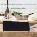 Reusable Straw Velvet Storage Bag Black Drawstring Pouch Jewelry Organizer Newly
