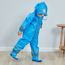 Kids Rain Suit Toddler Raincoat Unisex Baby Waterproof Coverall (Blue S)