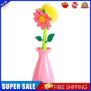 Long Handle Pot Brush Flower Dishwashing Cleaning Kitchen Brushing (Pink)