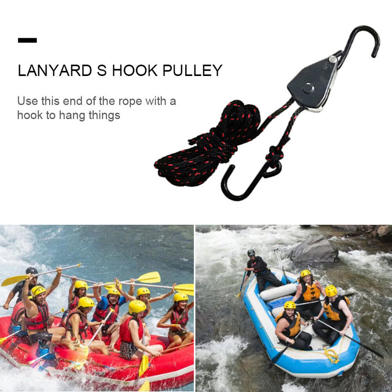 Heavy Duty Adjustable Rope Clip Tent Lamp Hanging Lanyard Lifting Pulley S Ho