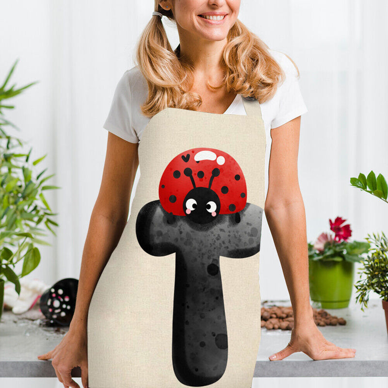 Ladybug T Linen Kitchen Apron Household Waterproof Pinafore Bibs (82x68cm)