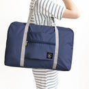 Solid Color Waterproof Foldable Travel Bag Portable Luggage Bag (Navy Blue)