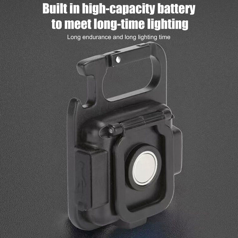 COB LED Mini Keychains Flashlight 400lm 4 Modes Waterproof Torch (1pc)