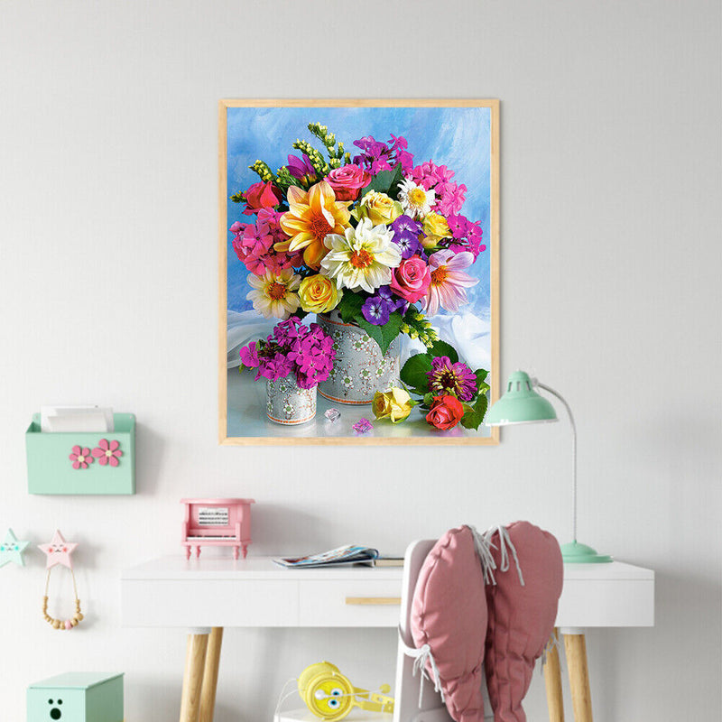 5D DIY Diamond Painting Kits Table Flowers Full Round Drill Wall Decor Art Cr