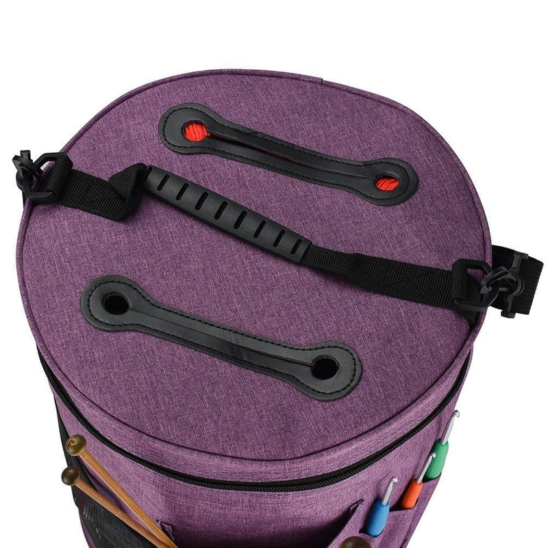 DIY Knitting Storage Bag Portable Yarn Tote Crochet Hooks Holder (Purple)