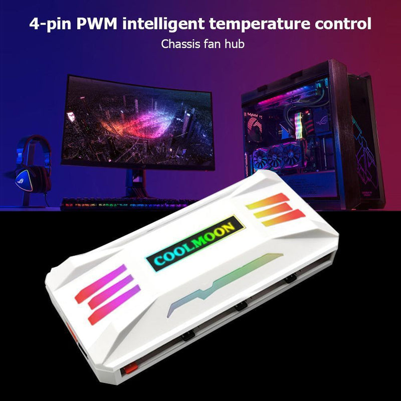COOLMOON RGB Controller 4Pin PWM 5V 3Pin ARGB Fan Remote Control (White)