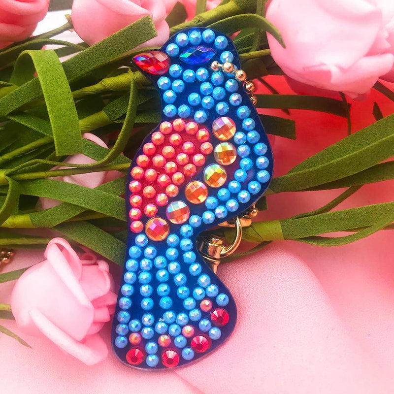 4pcs DIY Full Drill Special Shaped Diamond Painting Birds Keychains Pendant Gift