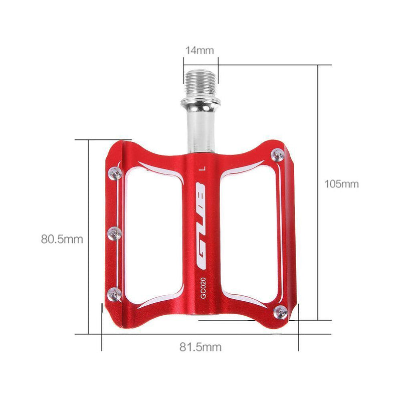 2pcs GUB GC020-DU Aluminum Alloy Folding Mountain Bike Baring Pedals(Red)