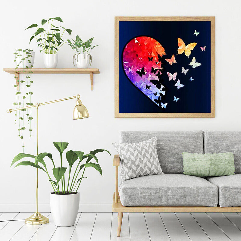 DIY Oil Paint by Numbers Heart Butterfly Acrylic Drawing Kit Coloring Picture