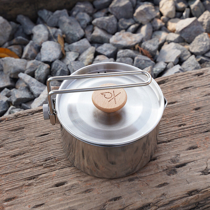 Outdoor Camping Pot Stainless Steel Tea Coffee Cooking Water Kettle Teapot Newly