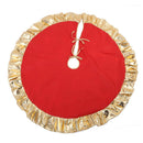 Red Christmas Tree Skirt Ruffle Golden Edge Apron Xmas Tree Cover Christmas