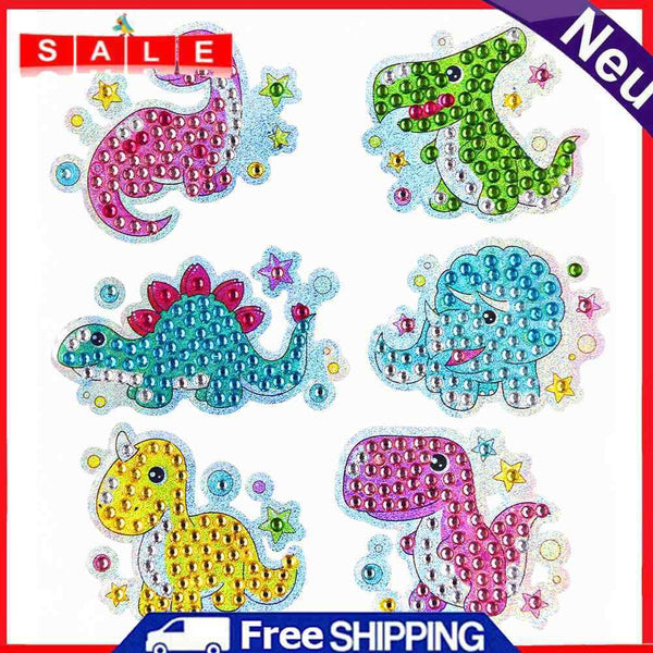 6pcs Phone Cup Book Decor Round DIY Stickers Dinosaur World Diamond Painting Kit