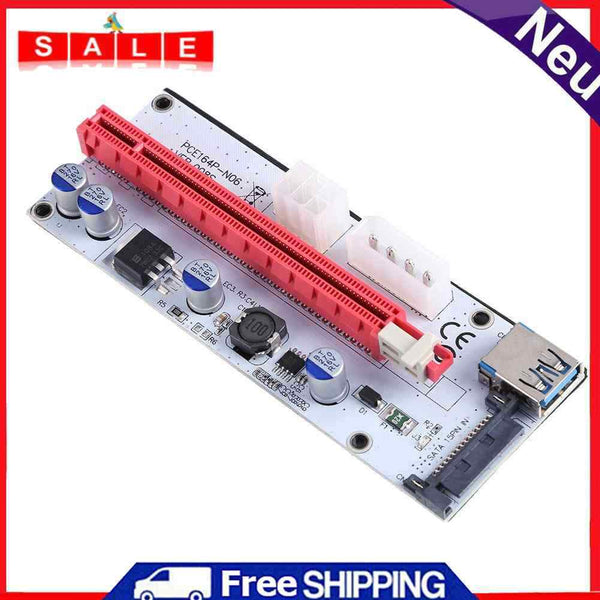 PCI-E 1X to 16x Extender Card Mining Card Adapter Set with 3 Power Ports