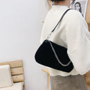Retro Animal Chain Underarm Bags Purse Women Plush Top-handle Clutch (2)