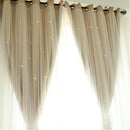 1pc Hollowed Star Shading Window Curtain Drapes Purdah for Home(Ivory)