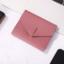 Women Fashion Solid Color Trifold Short Wallet Coin Purse PU Leather Card Hol