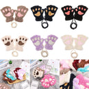 Fashion Fluffy Warm Plush Winter Mittens Children Gloves Fingerless Cat Paw