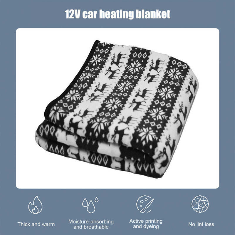 12V Travel Throw Cold Weather Fleece Electric Blanket Portable for Car 145x100cm