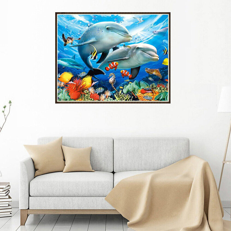 Brother Dolphin 5D Diamond Painting Embroidery DIY Cross Stitch Home Decor Newly