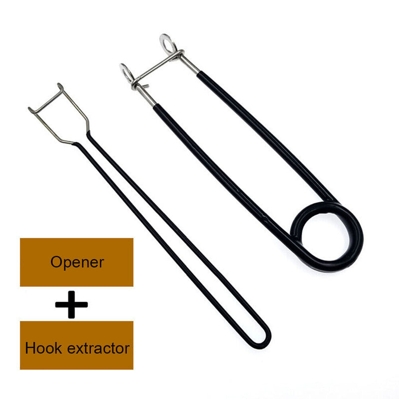 2x Portable Stainless Steel Fish Mouth Opener Jaw Spreader Hook Lock Remove