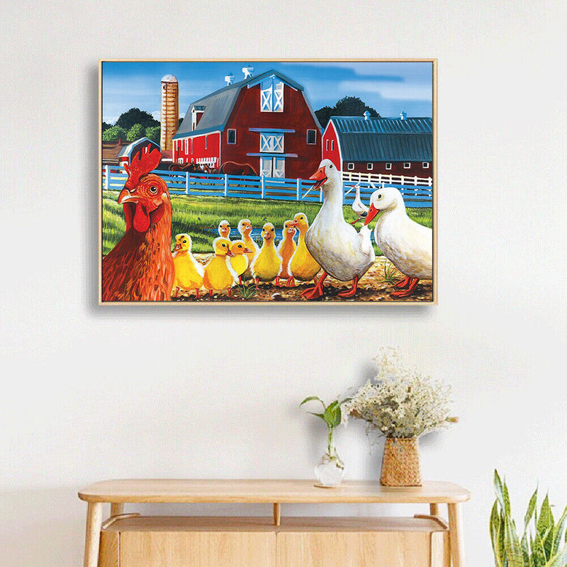 DIY Digital Picture Chickens Ducks Frameless Oil Painting By Number Handicraft