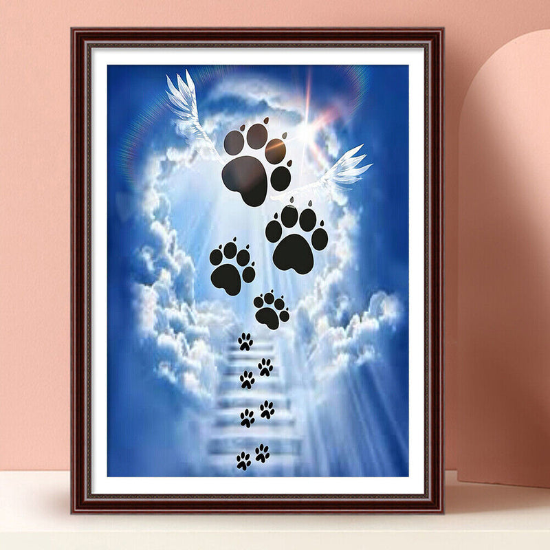 5D DIY Full Round Drill Diamond Painting Dog Footprints Cloud Handmade Art Craft