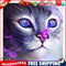 DIY Diamond Painting Purple Cat Full Round Drill Decor Art Picture for Home