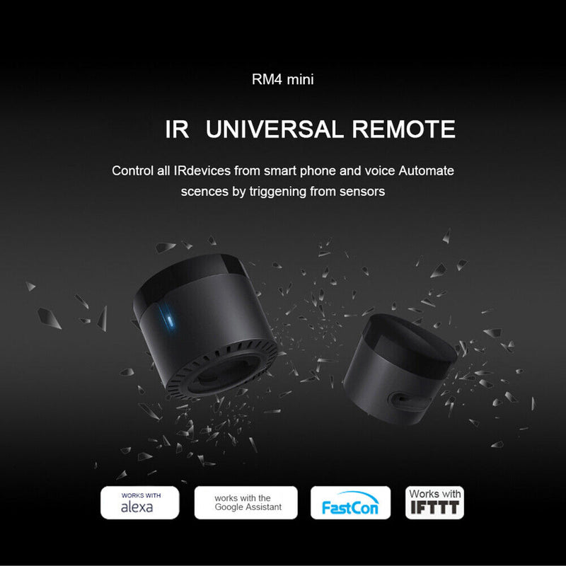 Broadlink RM4 Mini Wireless IR WiFi Smart Remote Control Work with Alexa Google