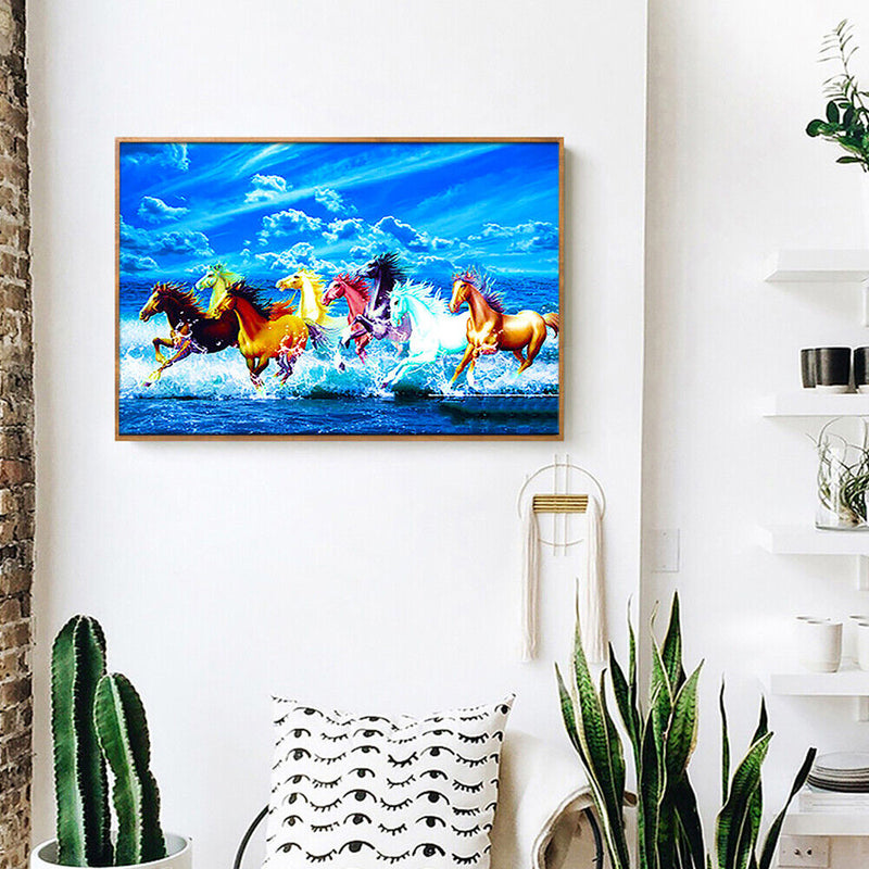 DIY Horse Animal Oil Paint By Numbers Frameless Hand Painted Artwork Wall Dec