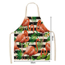 Kitchen Linen Apron Stripe Flamingo Print Home Cooking Baking Bib Oil-Proof Tool