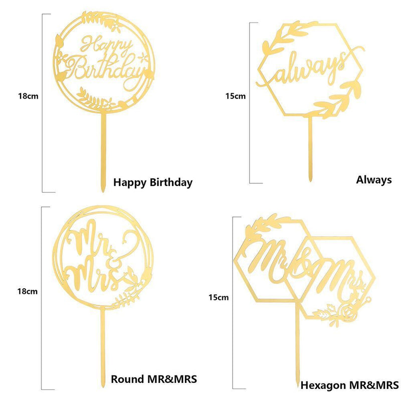 Dessert Sticks DIY Cupcake Decor Cake Topper Always Mr&Mrs Happy Birthday