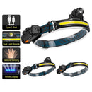 Gesture Sensing Head Flashlight Work Light Sensor Headlight COB Headlamp