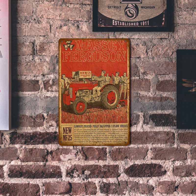 Square Iron Painting Farm Vehicle Metal Sign Plaque Wall Posters Painting