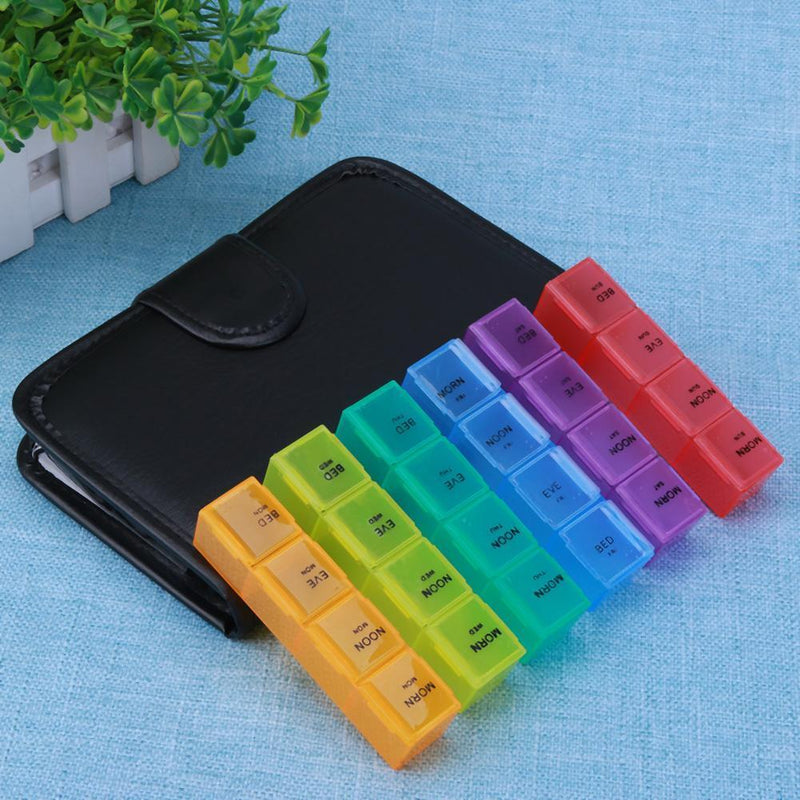 28 Grids Pills Storage Box Portable Tablet Candy Medicine Holder(Rainbow)