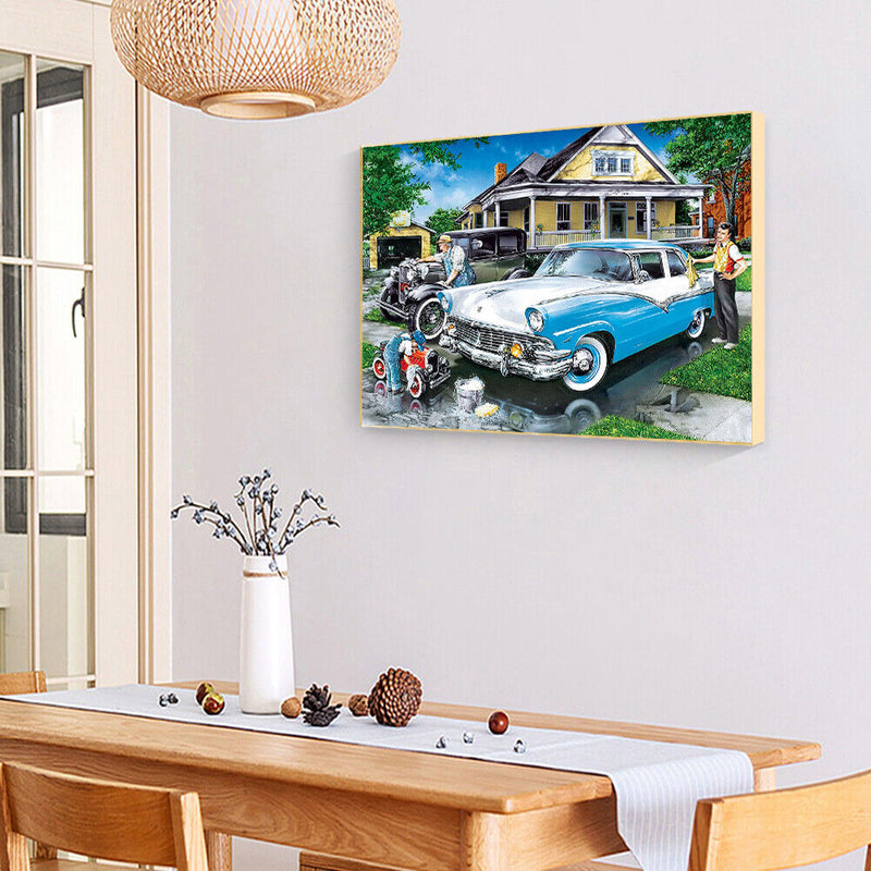 Canvas Painted Oil Paint By Numbers Washing Car Wall Art Modern Bedroom Decor